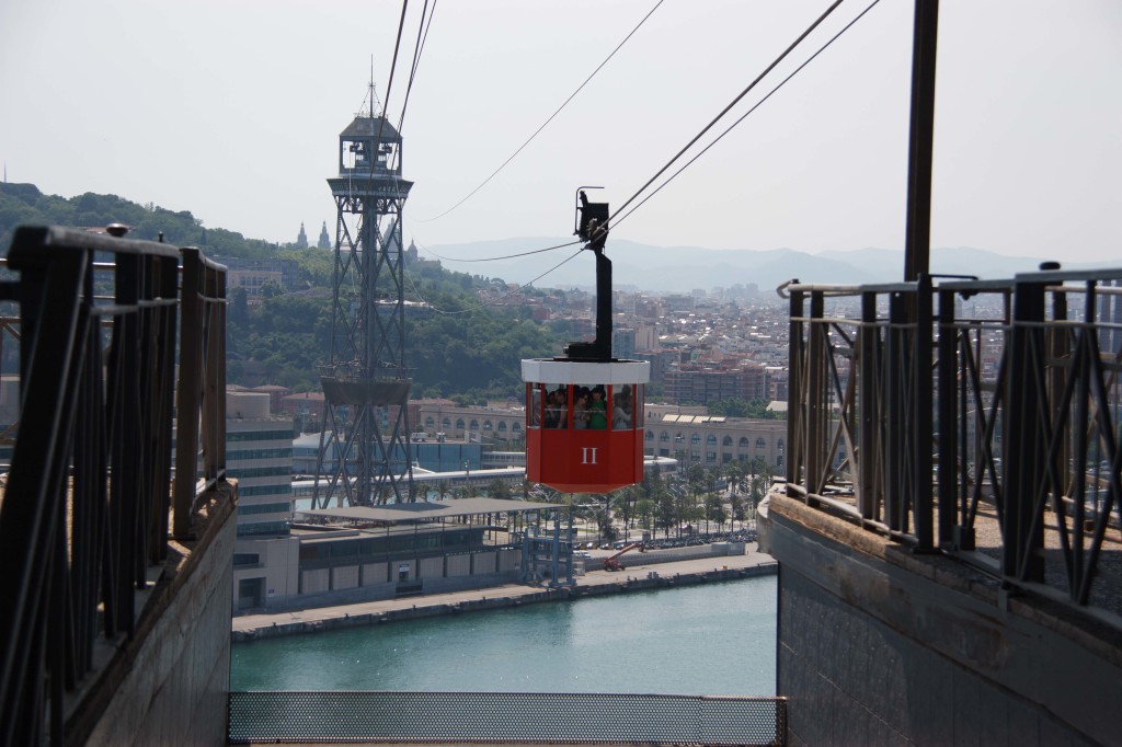 Cable Car and support tower in the middle of the tramway.