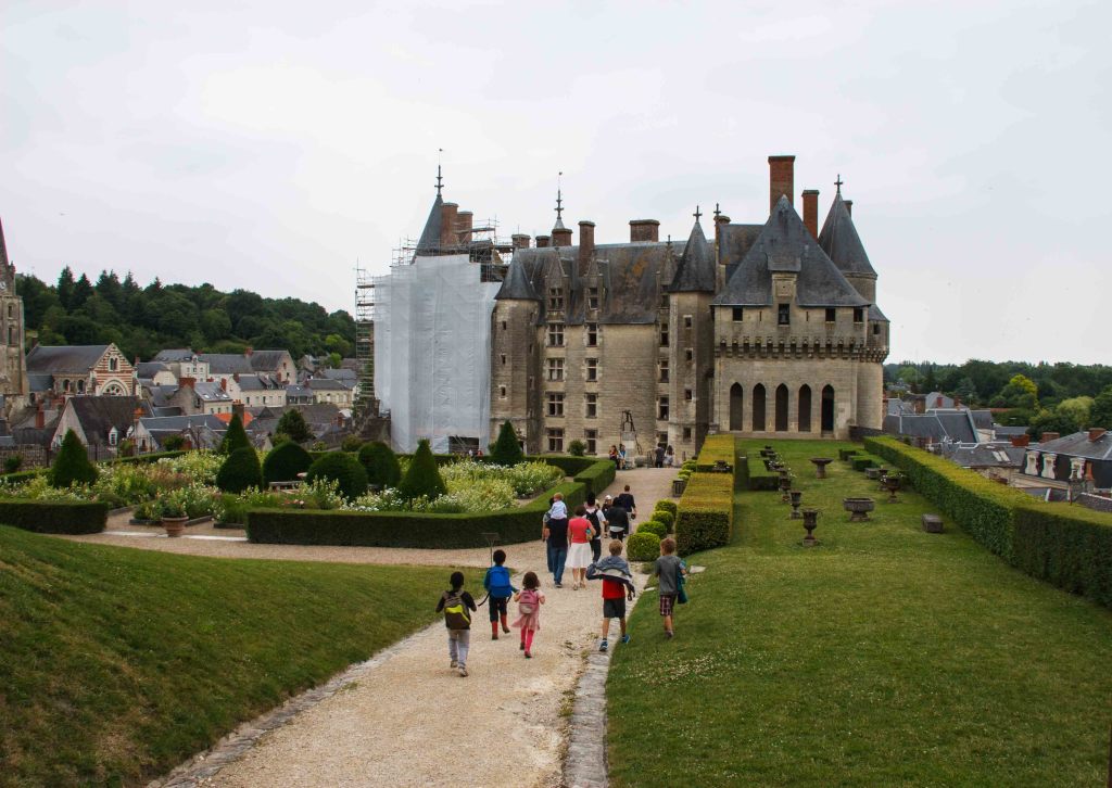 A shot from the back of Chateau Langeais, which was built in 1465 by King Louis XI.  It was being renovated, but it had a working drawbridge and we could walk all along the top.
