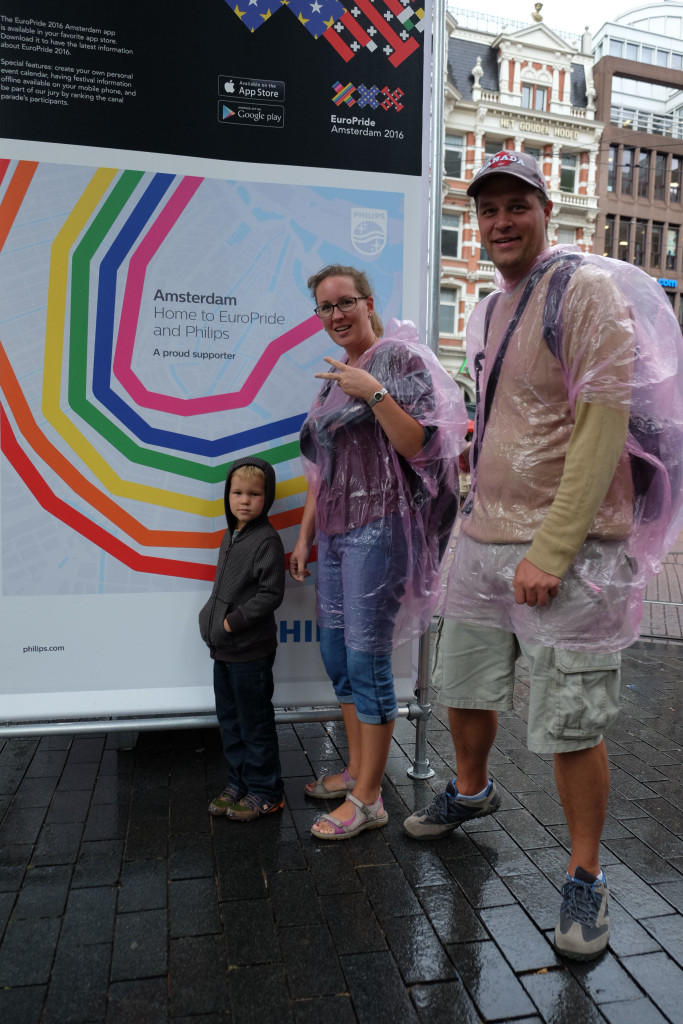 Our last weekend was the start of pride week in Amsterdam. Free Rain Coats!
