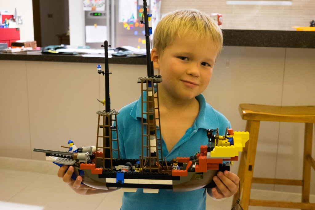 Digging out the old lego ships and building our own designs... Me and Ethan built this one. The different building mentalities came out during this activity - Matty getting technical and adding as many cannons as he could find, James building great characters and Ethan a bit of mix.