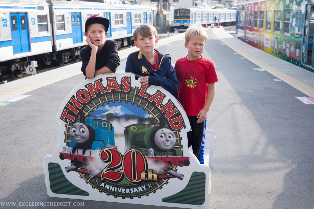 The boys have all out grown Thomas but we ended up on a Thomas themed subway to Fuji so they were forced to pose for this picture.